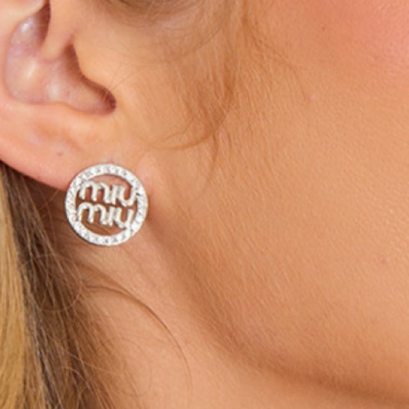 Silver Logo Stud Earrings - Picture 1 of 4